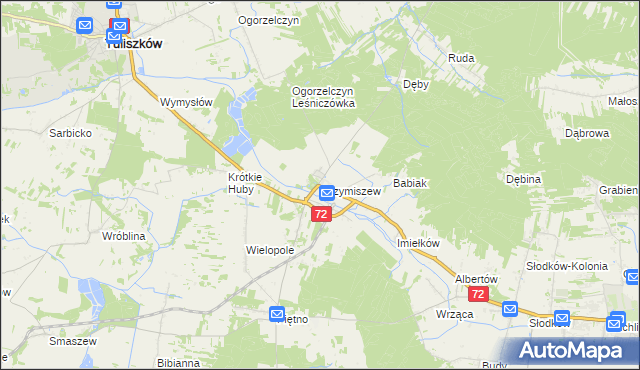 mapa Grzymiszew, Grzymiszew na mapie Targeo