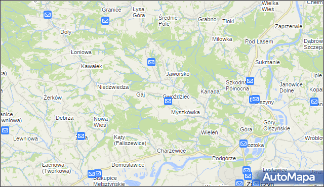 mapa Gwoździec gmina Zakliczyn, Gwoździec gmina Zakliczyn na mapie Targeo