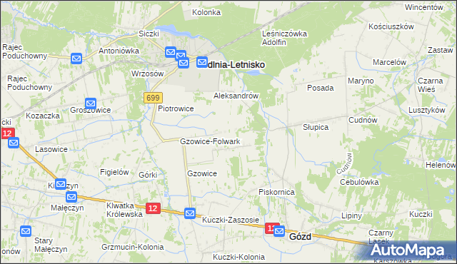 mapa Gzowice-Kolonia, Gzowice-Kolonia na mapie Targeo