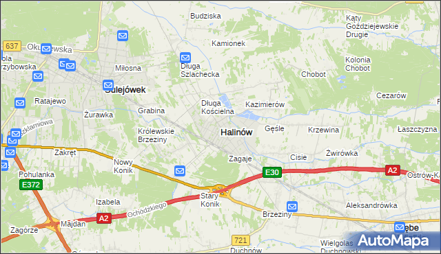 mapa Halinów powiat miński, Halinów powiat miński na mapie Targeo