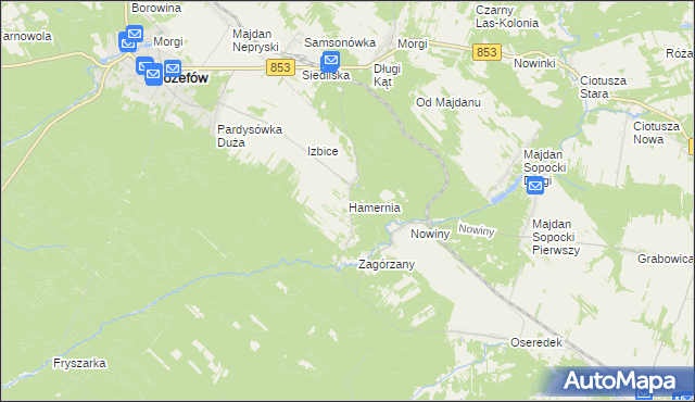 mapa Hamernia gmina Józefów, Hamernia gmina Józefów na mapie Targeo