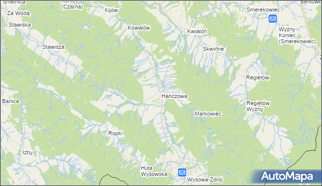 mapa Hańczowa, Hańczowa na mapie Targeo