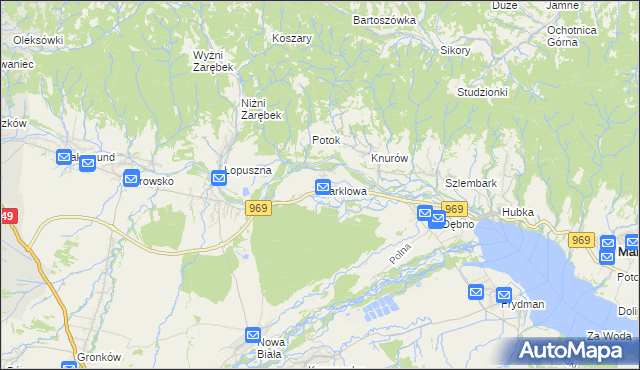 mapa Harklowa gmina Nowy Targ, Harklowa gmina Nowy Targ na mapie Targeo