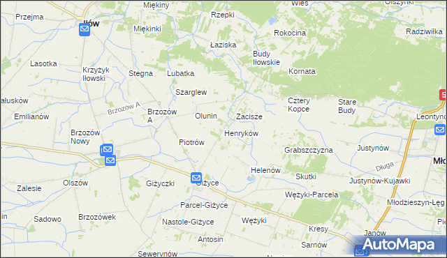 mapa Henryków gmina Iłów, Henryków gmina Iłów na mapie Targeo