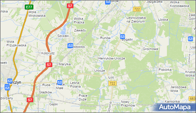 mapa Henryków-Urocze, Henryków-Urocze na mapie Targeo