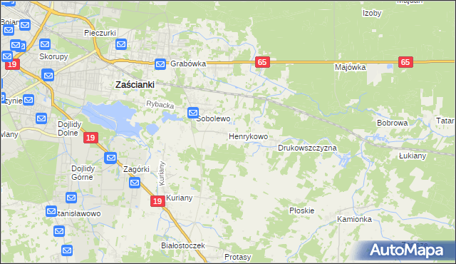 mapa Henrykowo gmina Supraśl, Henrykowo gmina Supraśl na mapie Targeo