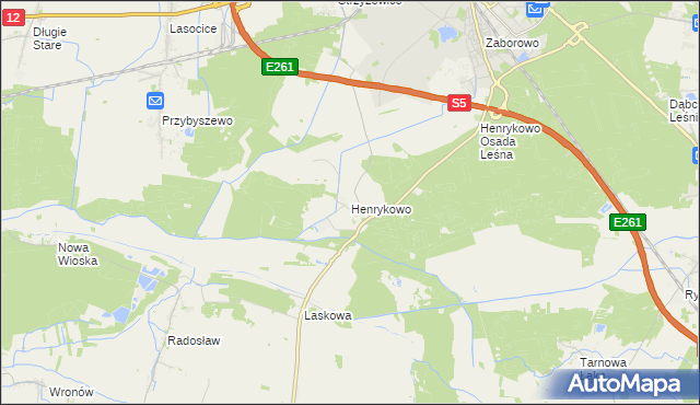 mapa Henrykowo gmina Święciechowa, Henrykowo gmina Święciechowa na mapie Targeo