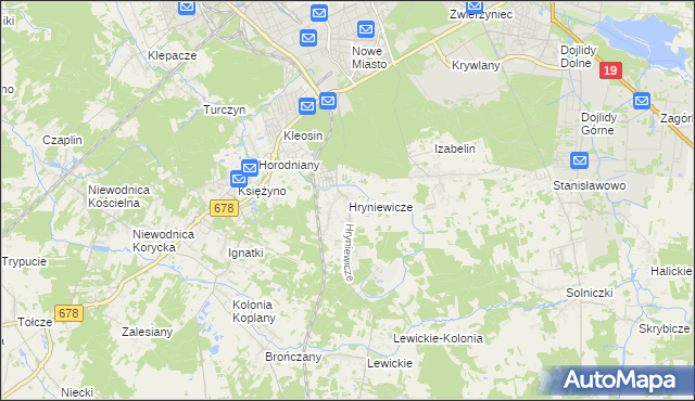 mapa Hryniewicze, Hryniewicze na mapie Targeo