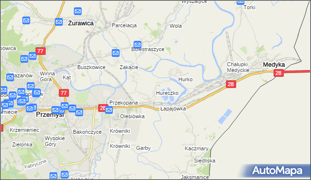 mapa Hureczko, Hureczko na mapie Targeo