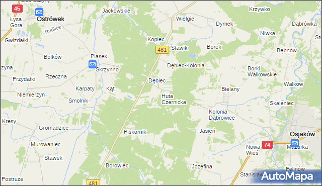 mapa Huta Czernicka, Huta Czernicka na mapie Targeo