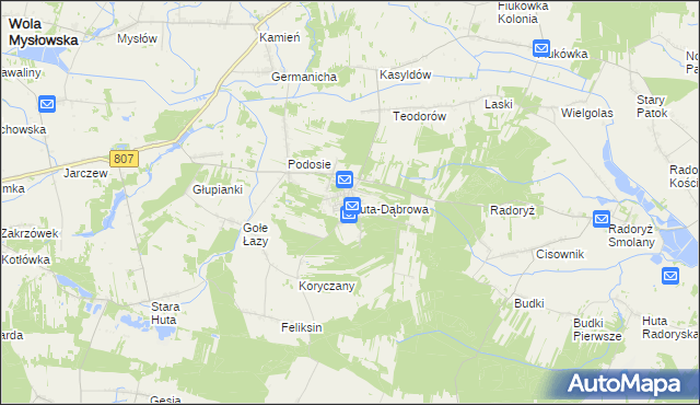 mapa Huta-Dąbrowa, Huta-Dąbrowa na mapie Targeo