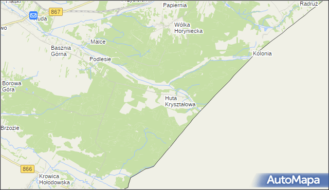 mapa Huta Kryształowa, Huta Kryształowa na mapie Targeo