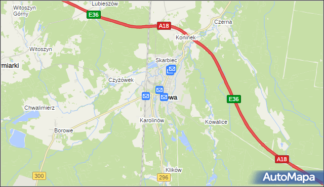 mapa Iłowa powiat żagański, Iłowa powiat żagański na mapie Targeo