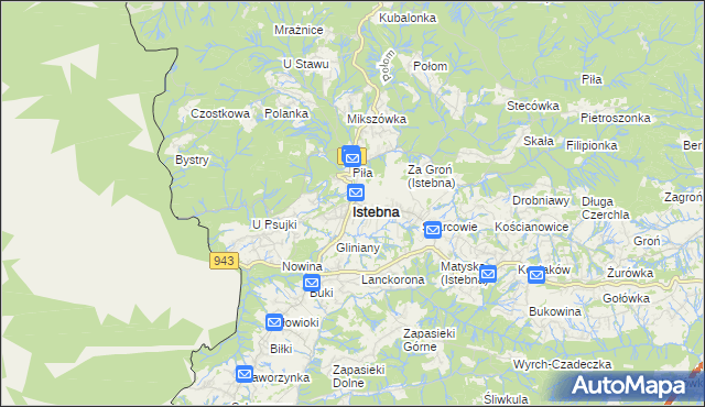 mapa Istebna, Istebna na mapie Targeo