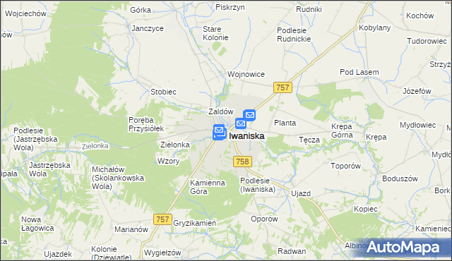 mapa Iwaniska, Iwaniska na mapie Targeo