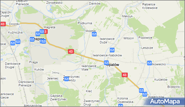 mapa Iwanowice-Naboków, Iwanowice-Naboków na mapie Targeo