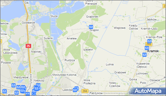 mapa Izabelin gmina Kramsk, Izabelin gmina Kramsk na mapie Targeo