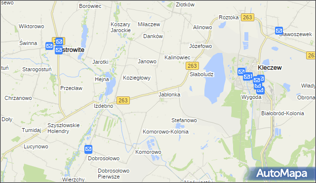 mapa Jabłonka gmina Kleczew, Jabłonka gmina Kleczew na mapie Targeo