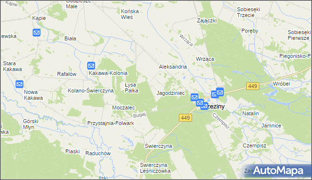 mapa Jagodziniec, Jagodziniec na mapie Targeo