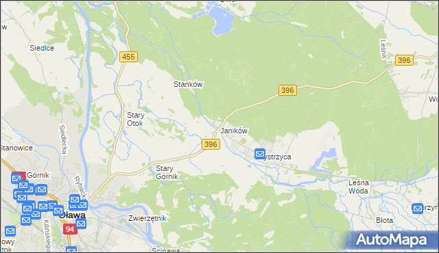 mapa Janików gmina Oława, Janików gmina Oława na mapie Targeo
