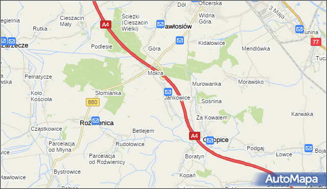 mapa Jankowice gmina Chłopice, Jankowice gmina Chłopice na mapie Targeo