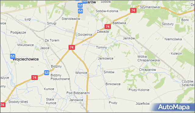 mapa Jankowice gmina Ożarów, Jankowice gmina Ożarów na mapie Targeo