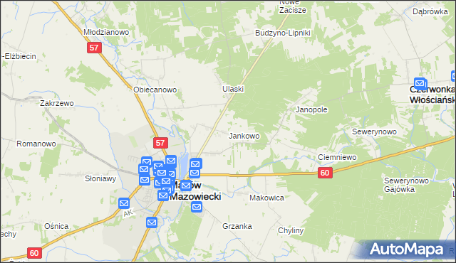 mapa Jankowo gmina Czerwonka, Jankowo gmina Czerwonka na mapie Targeo