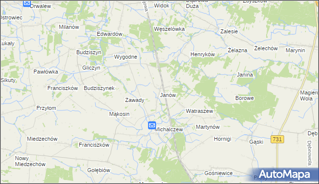 mapa Janów gmina Chynów, Janów gmina Chynów na mapie Targeo