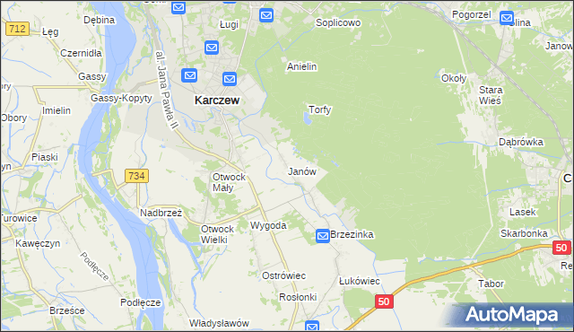 mapa Janów gmina Karczew, Janów gmina Karczew na mapie Targeo