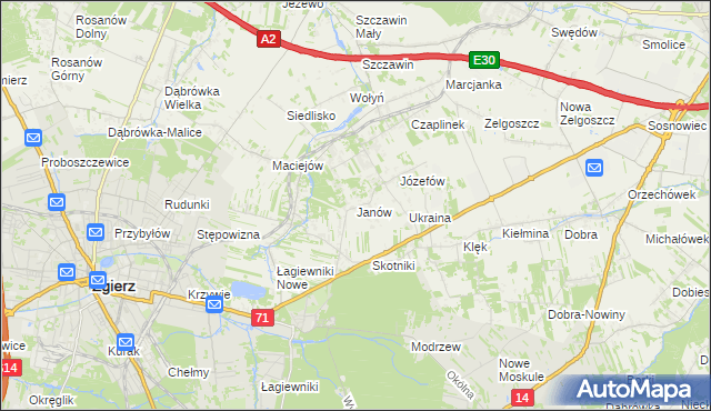 mapa Janów gmina Zgierz, Janów gmina Zgierz na mapie Targeo