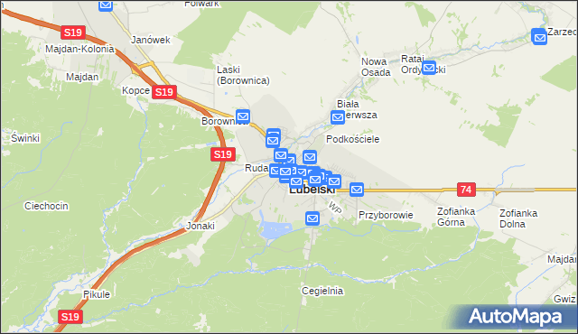 mapa Janów Lubelski, Janów Lubelski na mapie Targeo