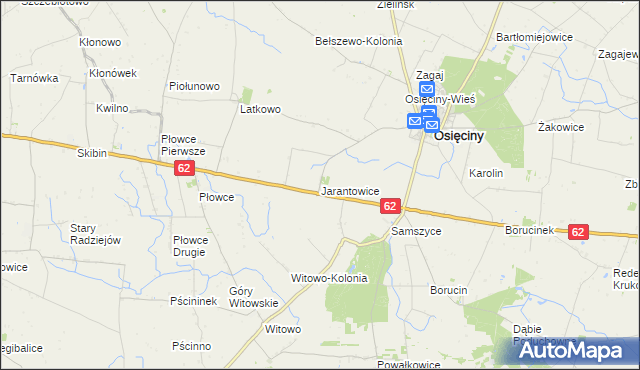 mapa Jarantowice gmina Osięciny, Jarantowice gmina Osięciny na mapie Targeo