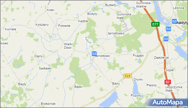 mapa Jarnołtowo, Jarnołtowo na mapie Targeo
