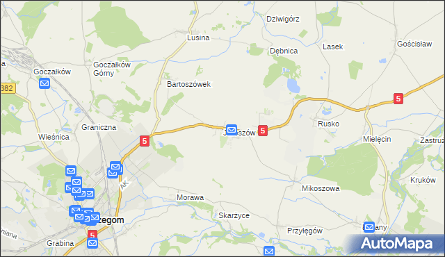 mapa Jaroszów gmina Strzegom, Jaroszów gmina Strzegom na mapie Targeo