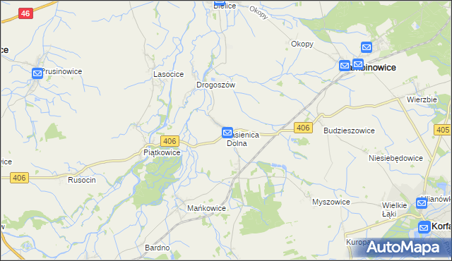 mapa Jasienica Dolna, Jasienica Dolna na mapie Targeo