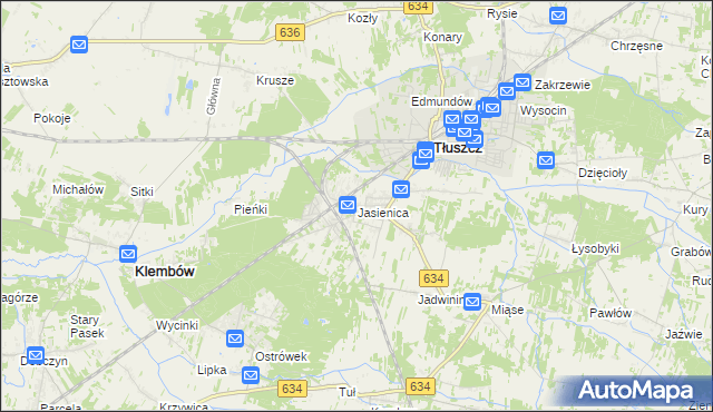 mapa Jasienica gmina Tłuszcz, Jasienica gmina Tłuszcz na mapie Targeo