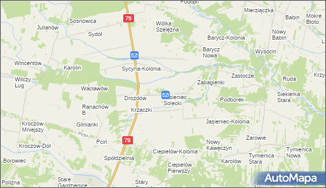 mapa Jasieniec Solecki, Jasieniec Solecki na mapie Targeo