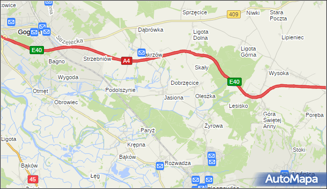 mapa Jasiona gmina Zdzieszowice, Jasiona gmina Zdzieszowice na mapie Targeo