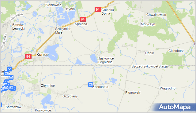 mapa Jaśkowice Legnickie, Jaśkowice Legnickie na mapie Targeo