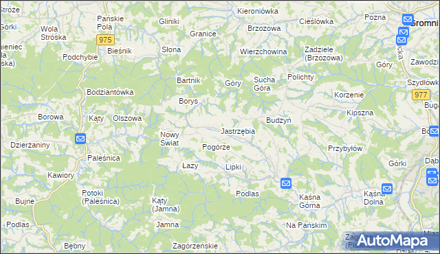 mapa Jastrzębia gmina Ciężkowice, Jastrzębia gmina Ciężkowice na mapie Targeo