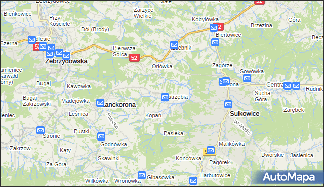 mapa Jastrzębia gmina Lanckorona, Jastrzębia gmina Lanckorona na mapie Targeo