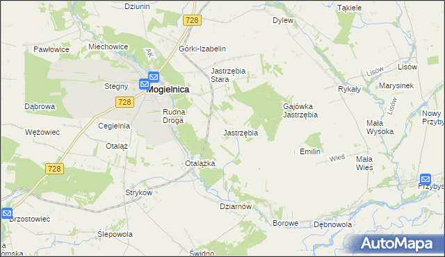 mapa Jastrzębia gmina Mogielnica, Jastrzębia gmina Mogielnica na mapie Targeo