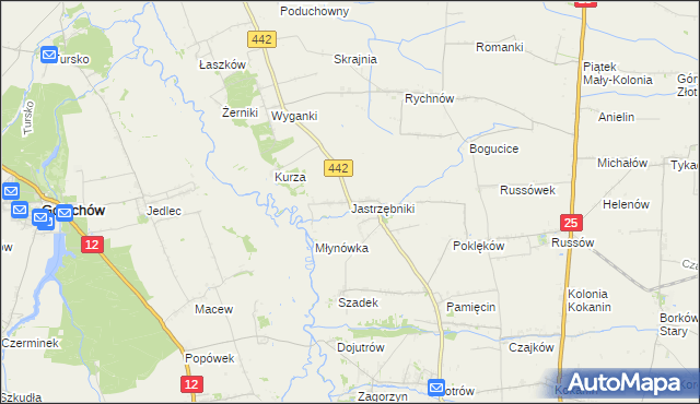 mapa Jastrzębniki gmina Blizanów, Jastrzębniki gmina Blizanów na mapie Targeo