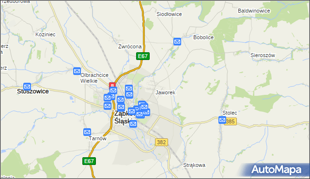 mapa Jaworek gmina Ząbkowice Śląskie, Jaworek gmina Ząbkowice Śląskie na mapie Targeo