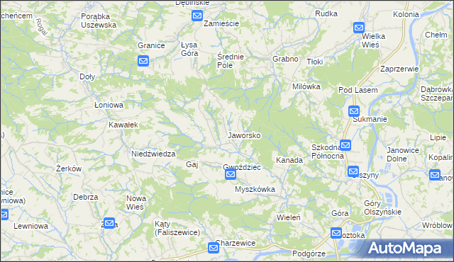 mapa Jaworsko, Jaworsko na mapie Targeo