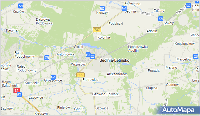 mapa Jedlnia-Letnisko, Jedlnia-Letnisko na mapie Targeo