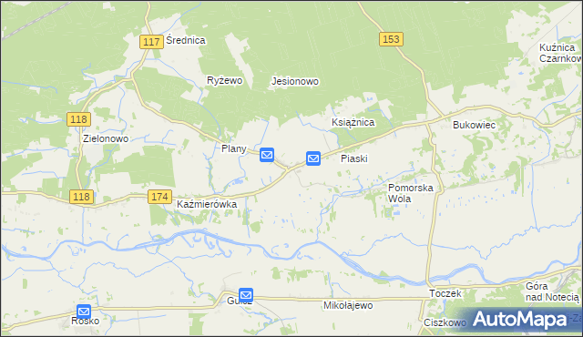 mapa Jędrzejewo gmina Czarnków, Jędrzejewo gmina Czarnków na mapie Targeo