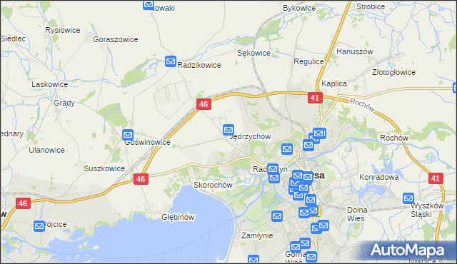 mapa Jędrzychów gmina Nysa, Jędrzychów gmina Nysa na mapie Targeo