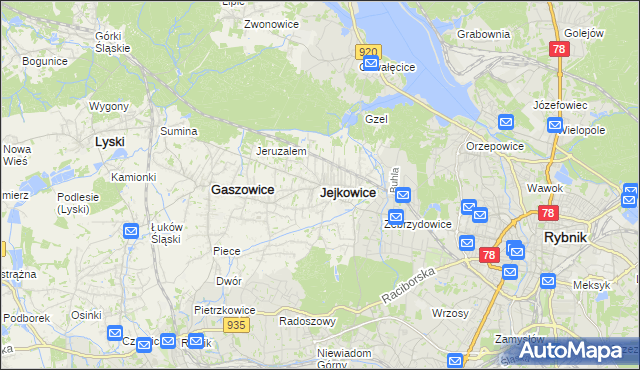 mapa Jejkowice, Jejkowice na mapie Targeo