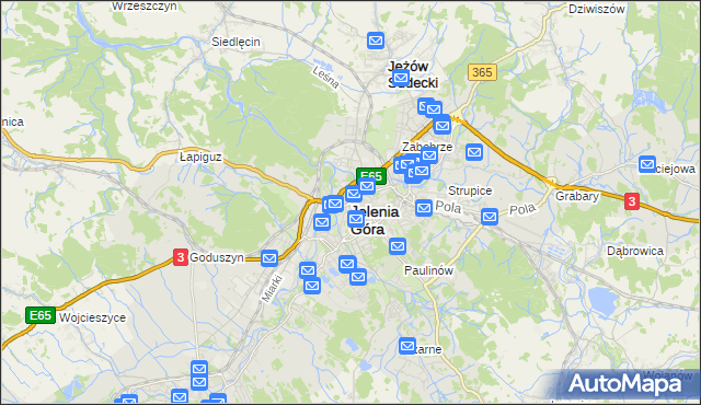 mapa Jelenia Góra, Jelenia Góra na mapie Targeo